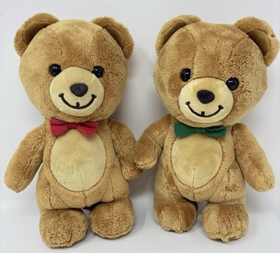 Kraft Peanut Butter Set of 2 Plush Teddy Bears GUND - Green Red Bowtie Lot Pair