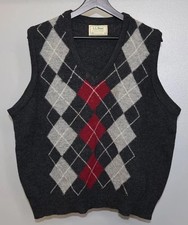 Vintage L.L. Bean Men  s L Sweater Vest Argyle V-Neck Lambswool Ireland