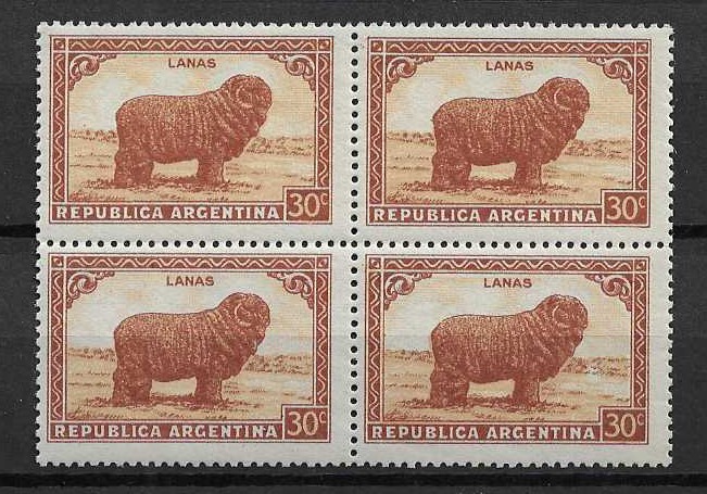 Argentina 1935-1951 Merino Sheep 30c. org brw, MNH block of 4