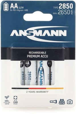 Ansmann AA 2850mah Rechargeable NiMH Battery (4-pack) (5-pack) Bundle