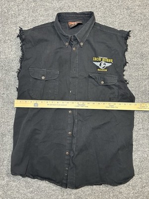Vintage Iron Horse Saloon Bike Week 2000 Motorcycle Cut Off Vest Shirt Men XXL