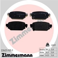 Hinterachse Zimmermann 22623.155.1 Bremsbelagsatz, Scheibenbremse FüR Mazda
