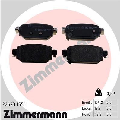 Hinterachse Zimmermann 22623.155.1 Bremsbelagsatz, Scheibenbremse FüR Mazda-image