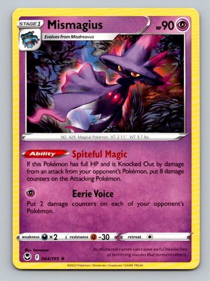 2022 Pokemon Card Silver Tempest Mismagius 64/195