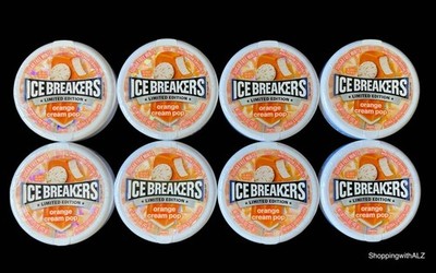 NEW LOT 8 Ice Breakers Limited Ed Orange Cream Pop Sugar Free Mints BB: 12/26