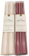 White Mauve 10" Taper Ribbed Candles. 2 Boxes. 8pcs. Luxury Threshold. New