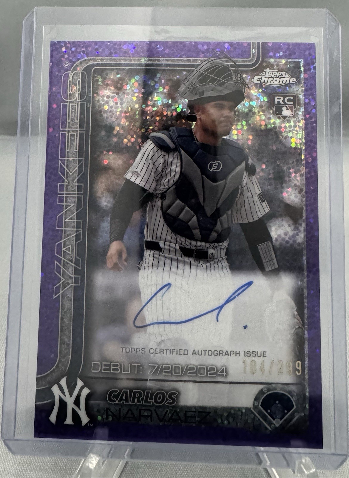 2025 Topps Chrome Update Series Carlos Narvaez Purple Speckle Auto /299 #CRDA-CN
