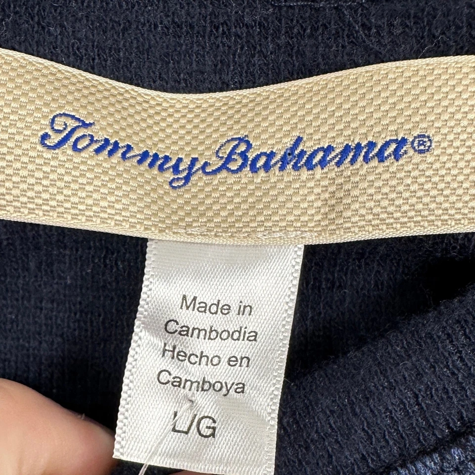 Tommy Bahama Camisa Isla Ropa de Dormir Para Hombres Grande Azul Marino Bloque de Color Cuello Redondo NUEVO Foto 4 de 4