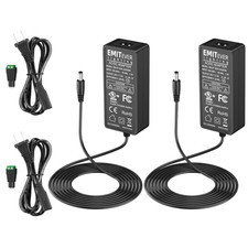 24V 60W Power Supply Adapter 2-Pack for LED Lights  CCTV, UL Listed