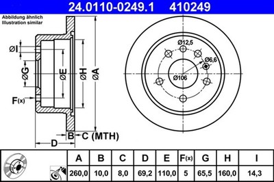 2x Bremsscheibe ATE 24.0110-0249.1 für OPEL VECTRA SAAB 900 CC J89 F19 M19 F68 2