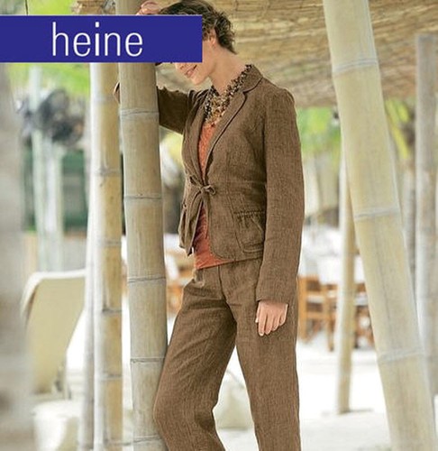 NEUF : ÉTÉ CHIC ! EXTRAVAGANT BLAZER 100% LIN TAILLE 44 HEINE nougat *148124