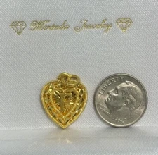 98% 23.5K Solid Yellow Gold Lady Initial F Heart Charm/ Pendant, 3.88 Grams