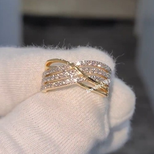 Beautiful Gift Certified I3 Natural Diamond 10k Real Yellow Gold Ring For Ladies - Picture 5 of 8