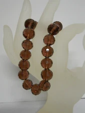 Vintage Glass Crystal 7" Bracelet Wine Red Faceted Bead Stretch Jewelry #948