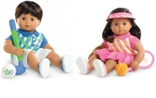 NIB American Girl Bitty Twins Golf Hole in One & Tennis Pro Outfits NEW No Dolls