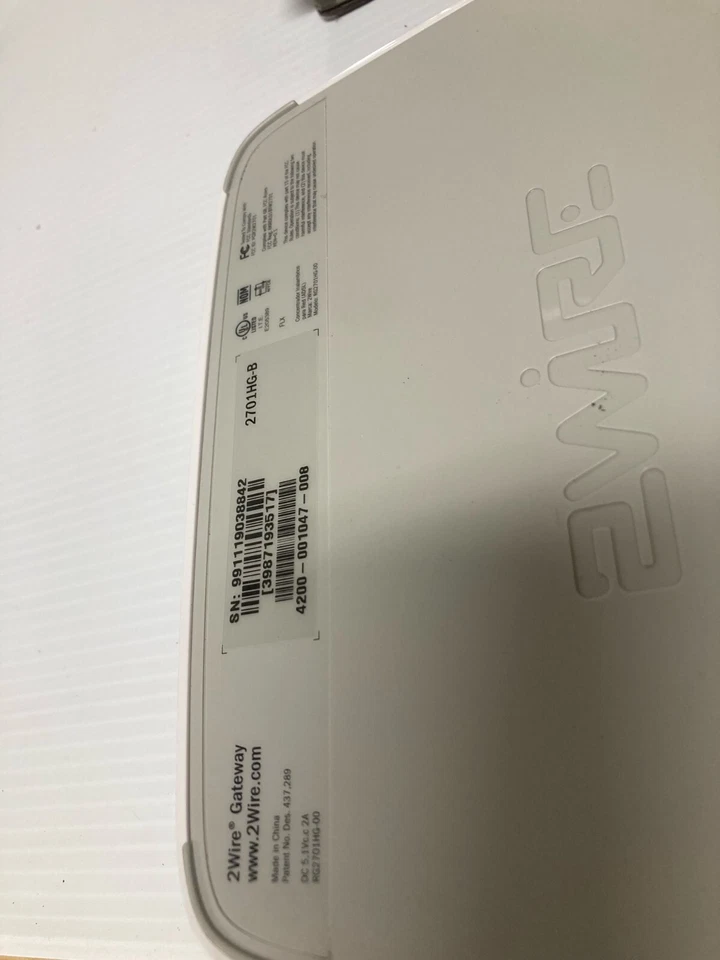 2Wire Wireless Router With DSL Modem AT&T (2701HG-B ) 4-Port (FC4-2/M37) - Image 4 of 4