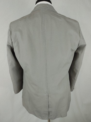 Ibiza Solid Gray Blazer Mens 42R 100% Cotton Sport Coat Jacket Short Arm Sleeves - Picture 11 of 14