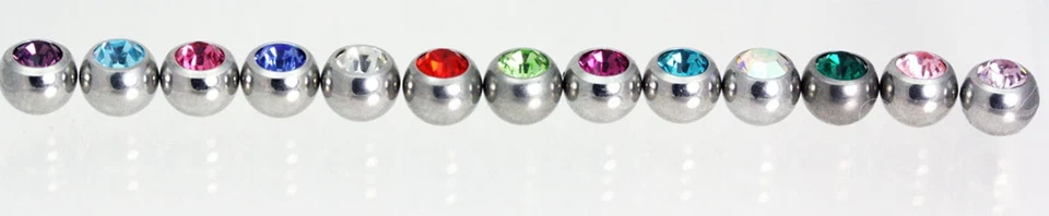 Gemas de cristal roscado de repuesto de acero inoxidable, paquete de gemas de x 5 gemas Foto 2 de 4