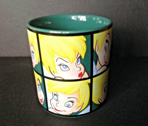 Set 2 Disney Tinkerbell Faces 10 Different Poses Green & Black Coffee Mugs/Cups - Picture 7 of 9