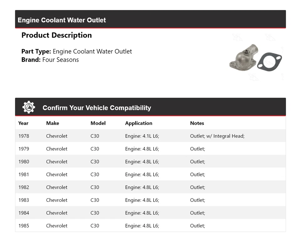 Tomada de água líquido de arrefecimento do motor Chevrolet C30 1978-1985 4 estações 1979 1980 1981 - Imagem 2 de 4