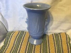RARE! Nautical Sailboats Nelson McCoy Art Pottery Vase Blue EXC Round 9.25x5 3/8