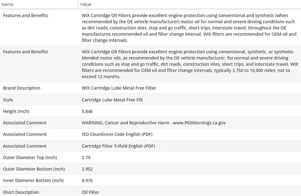 OEM Type Oil Filter WIX for LAND ROVER RANGE ROVER SPORT 2010-2022 V8-5.0L - Image 3 of 4