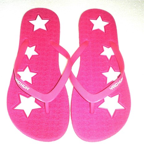 Star Flip Flops Sandals Shoes Blue, Hot Pink, Pink for Big Girls Size 2/3 - Picture 3 of 4