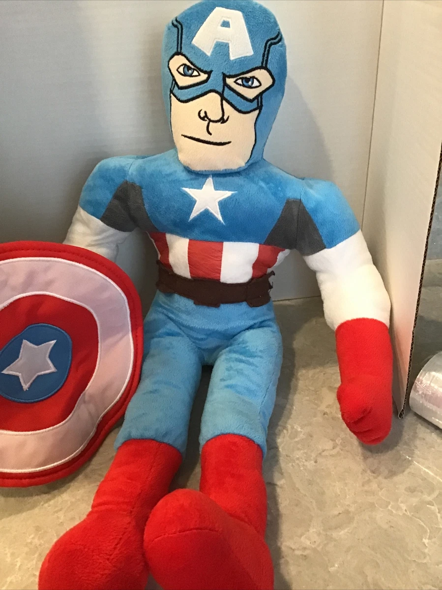 Captain America Plush Marvel Avengers Doll Stuffed Blue Superhero 24” Tall