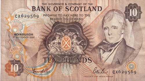 Scotland 10 Pounds 1989 p-113d VF banknote