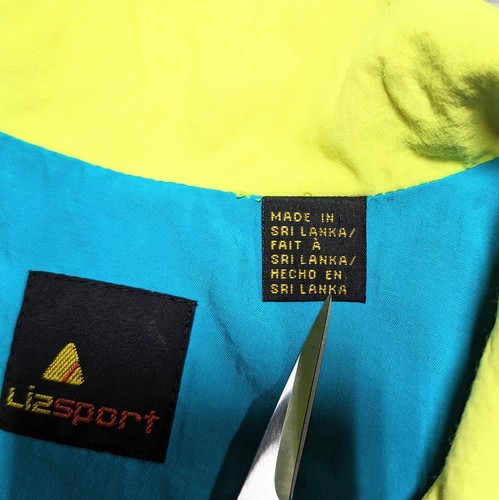 COOL Vintage 1990s Lizsport NEON Color Block Windbreaker Jacket Zip Up Small - Picture 8 of 9