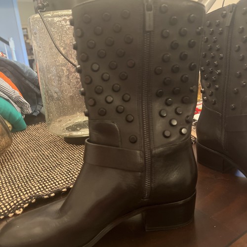 MICHAEL by Michael Kors Bryn Black Leather Studded Moto Biker Sexy Boots Sz 7.5 - Picture 3 of 15