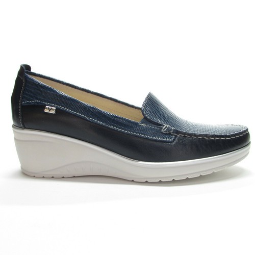 Valleverde mocassini donna 11500 zeppa media 6 cm plateau 2,5 cm pelle blu  | eBay