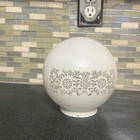 Vintage MCM 6" in. Round Ball Milk Glass Globe Lamp Light Shade 3" Fitter Floral