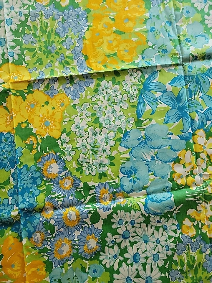 Tela clementina Waverly Flower Power Glosheen de colección 3,5 yardas floral azul algodón Foto 4 de 4