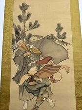 KITAZAWA RAKUTEN PAINTING SCROLL FAMOUS LISTED JAPANESE MANGA ARTIST LARGE 60"