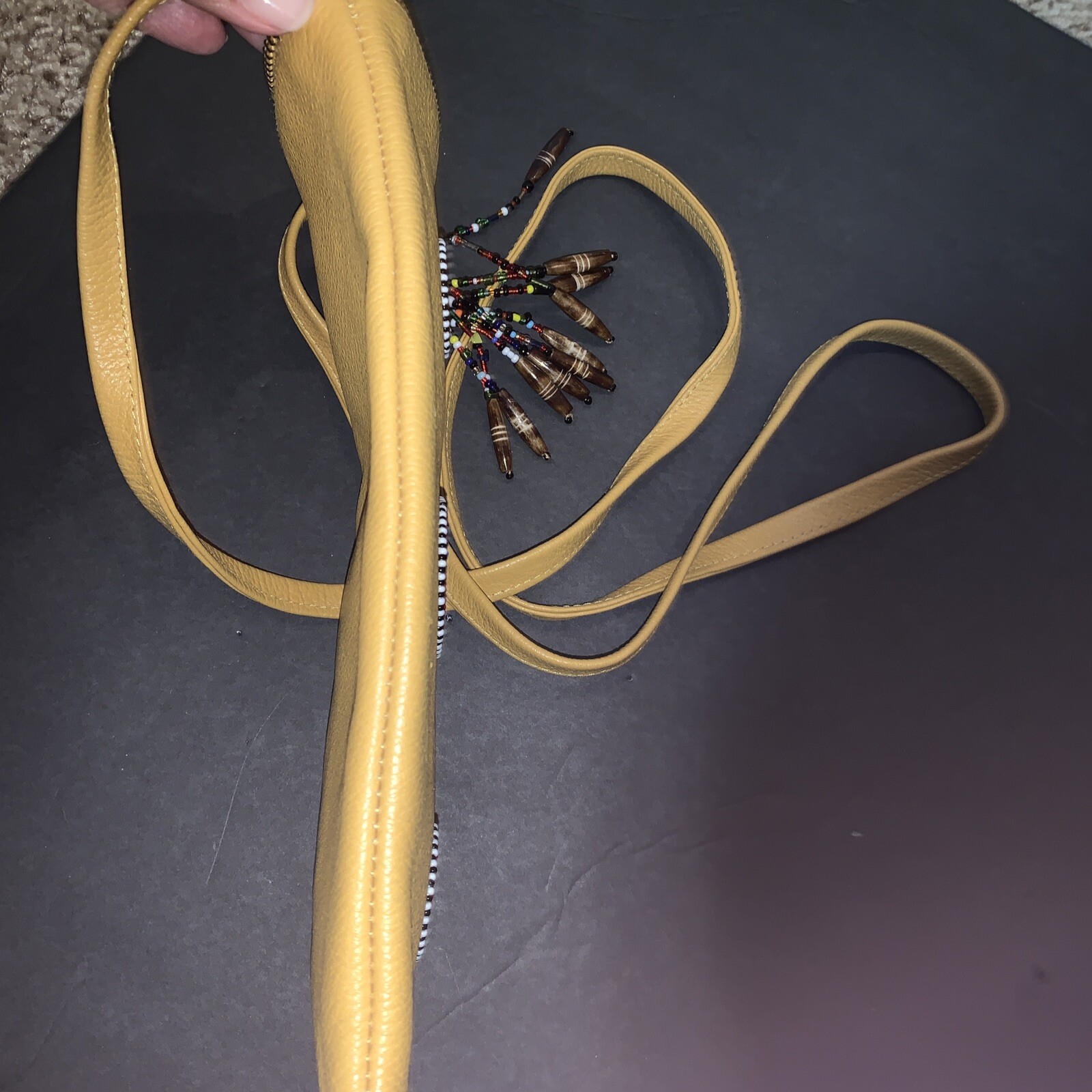 Hand-beaded Mustard Yellow Rectangular Crossbody … - image 9