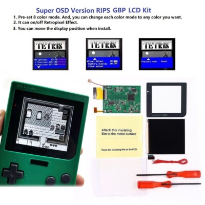 Large Screen GBP Retro Pixel IPS Brightness Backlight LCD Kit For GameBoy Pocket