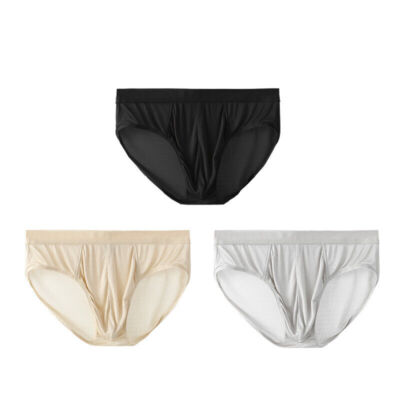 3 Pairs 100% Mulberry Silk Underwear Men U Briefs Thin Silk Underpants Knickers