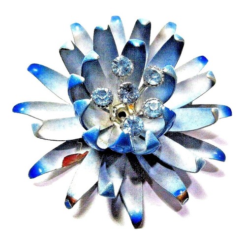 Vintage 1940-50s Signed CORO Enamel Daisy Flower Brooch Pin 2 1/4
