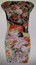 $1495 Authentic New NWT Versace Dress Multicolor Flowers Viscose Size 42 US 8