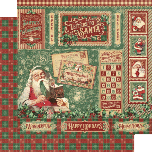GRAPHIC 45 "LETTERS TO SANTA" 8X8 PAPER PACK 24 SHEETS CHRISTMAS SCRAPJACK'S - Picture 2 of 9