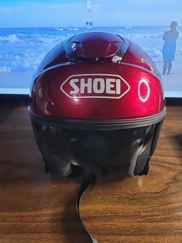 SHOEI J-Cruise RED Open Face Helmet With Sun Visor Size:L **SEE DESCRIPTION**