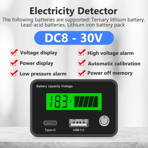 LCD Digital Voltage Display Battery Indicator Monitor Meter Gauge12V/24V/36V/48V - Picture 4 of 10
