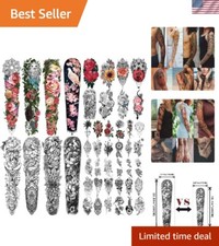 Extra Large 46 Sheet Temporary Tattoo Set - Waterproof Floral  Butterfly Prints