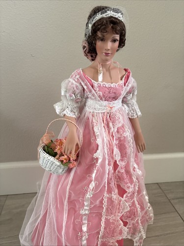 Lillian In Coral Porcelain Doll By Patricia Rose-Retired 2001 22 Inches - Picture 2 of 21