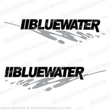 Fits Bluewater Boats Boat Lettering Decal with Graphic Set of 2 Silver / Black