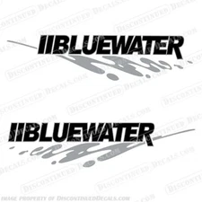 Fits Bluewater Boats Boat Lettering Decal with Graphic Set of 2 Silver / Black