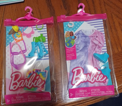 Mattel BARBIE Clothes and Accessory Packs Bundle CUTE 2 Packs of Barbie ...