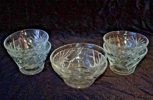 STAR OF DAVID EAPC ~ Set of 6 Custard Cups (2 sizes) Anchor Hocking ~ Vintage