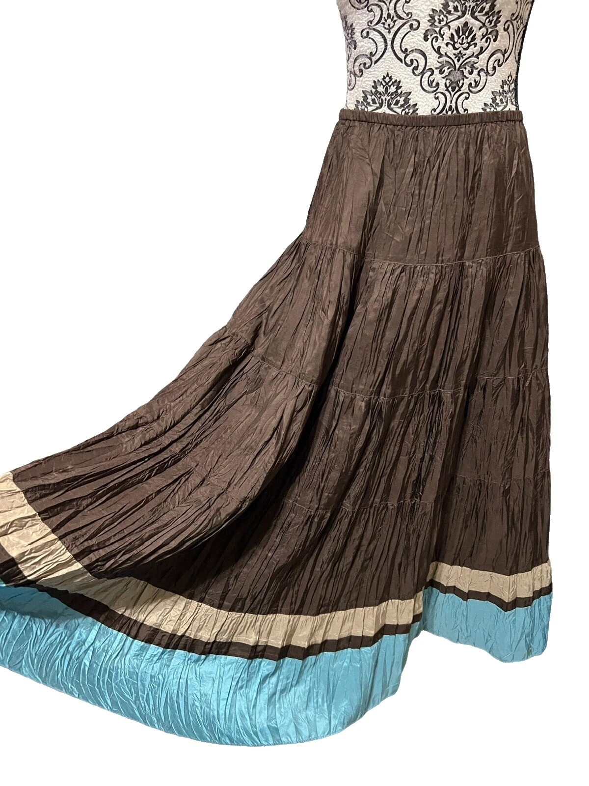 Faldas para mujer a rayas Flare de seda